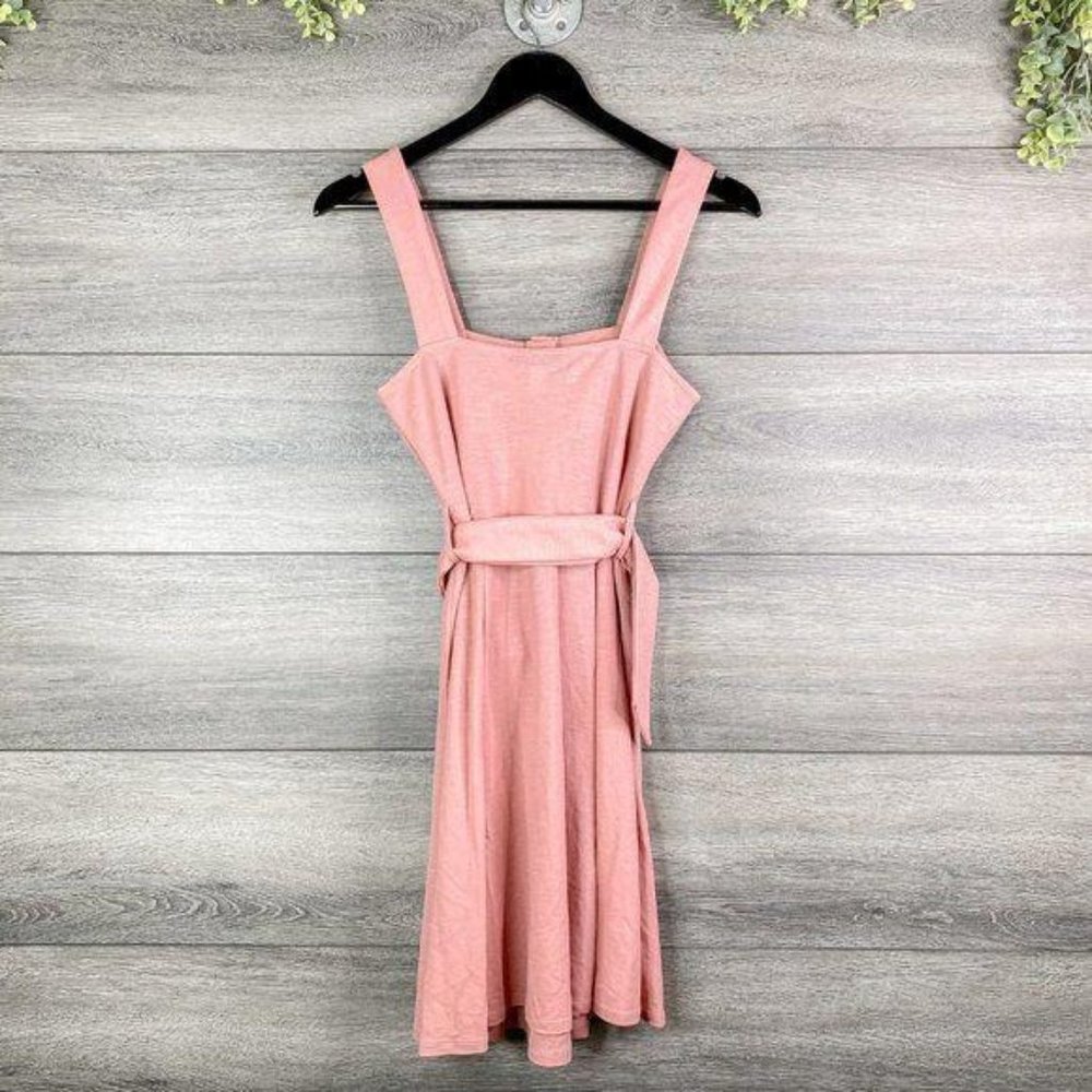 NWT Topshop Blush Pink Belted Button Front Dress 4 - Picture 3 of 5
